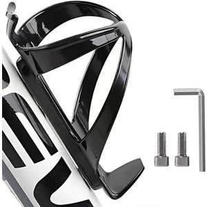 Bike Water Bottle Holder 1 Pack, Universal Bikes Cup Holder Cage, Ultra-Light Water Bottle Bike Cage with Stainless Steel Screws Tool, for Bicycle, Cycling, MTB, Road/Mountain Bikes - Black