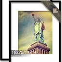 100% Solid Wood 16x20 Picture Frame Set of 2, Black Frame Display Photo 11 x 14 with Mat or 16 x 20 without Mat, 16by20 HQ Matte Black Frame for Wall - 2 Pack/Black/16 x20