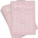 GardenCity Baby Shower Bingo Game for Girl (50 Unique Cards), PreFilled Fun Baby Shower Game Activity, Perforated Calling Cards, Gender Neutral, Pink