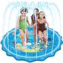 Mademax Upgraded 67" Splash Pad, Sprinkler & Splash Play Mat, Inflatable Summer Outdoor Sprinkler Pad Water Toys Fun for Children, Infants, Toddlers, Boys, Girls and Kids (Blue)