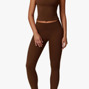 Workout Sets for Women 2 Piece Padded Sports Bra Tank Top High Waist Leggings Sets Gym Yoga Work Out Clothes Brown, Size M