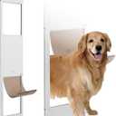 VEVOR Dog Door for Sliding Glass Door, 75 7/8"-80 11/16" Adjustable Height Doggy Door for Sliding Doors, Aluminum Frame Tempered Glass Pet Door with Hinge Structure Flap and Lock (X-Large) (White)