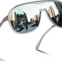 FEISEDY Polarized Sunglasses Men Mirrored One Piece Lens Shades Women Reflective UV Protection Sun Glasses B0277