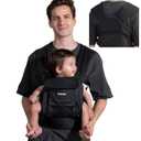 BABELIO Baby Carrier Newborn to Toddler, Wide Shoulder Straps Ergonomic Lightweight Infant Carrier for 7-45lbs, with Head Support, Hands-Free, Black