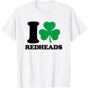 I Love Redheads - I Heart Redheads - St Patricks Day Clover T-Shirt, XS