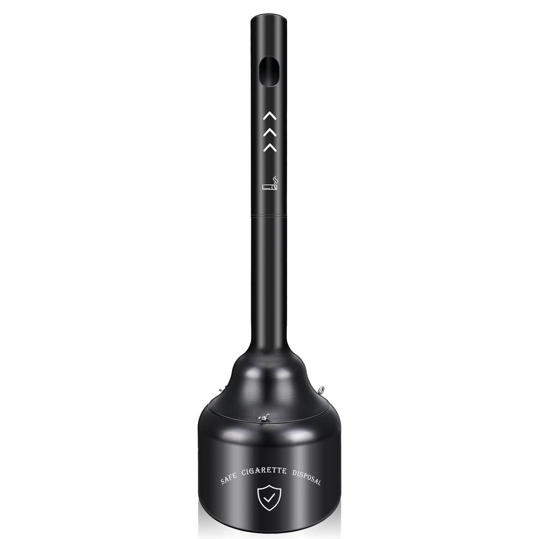 Steel Cigarette Butt Receptacle Disposal Outdoor for Keeping a Fresh and Clean Area, 5 Gallon Capacity, Black