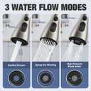 Kitchen Faucet Head Replacement, 3-Function Pull Down Spray Head with 9 Adapters, Compatible with Moen, Delta, American Standard Faucet,etc, Brushed Nickel