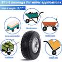 12'' Flat Free Tires Rubber Replacement Solid Tire and Wheel Assemblies for Hand Trucks Garden Cart Wheelbarrow - 3.5Wide Polyurethane Tires 2.1 Hub with 5/8 Inch Axle Borehole Silver
