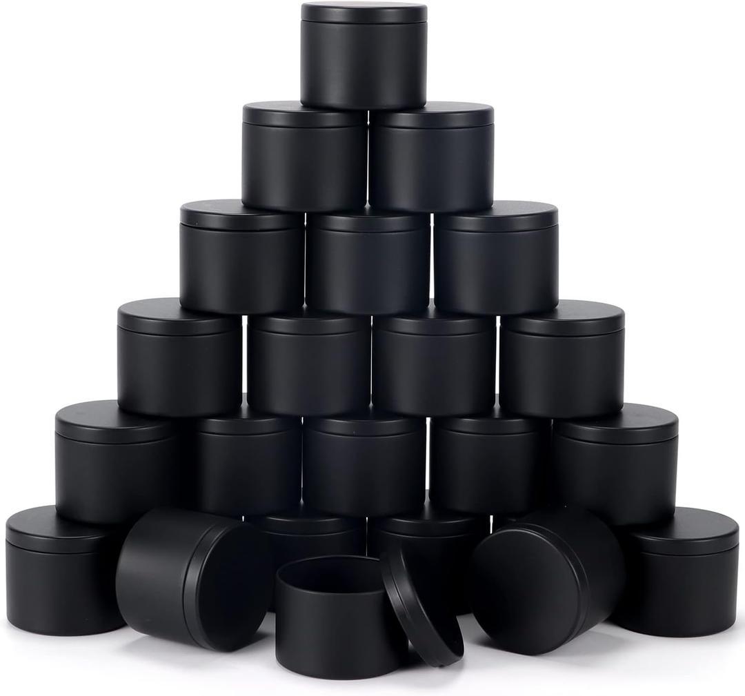 24 Pieces 4 oz Black Candle Tins,4oz Candle Jars Candle Containers with Lids, Candle Tin for Candles Making, Arts & Crafts, Storage, and Gifts