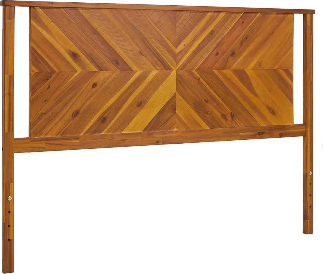 Bme Vivian Headboard ONLY, Rustic & Scandinavian Style with Solid Acacia Wood, Easy Assembly, Queen, Rustic Golden Brown