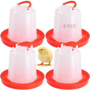 4 Pcs Chick Waterers, 2.5 L Poultry Water Feeders, Poultry Drinkers with Handle, Heavy-Duty Plastic Poultry Water Containers for Chickens, Turkeys, Ducks and More