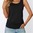 AUTOMET Women's Tank Tops 2026 Square Neck Ruched Sleeveless Summer Casual Basic Tops for Vacation Daily Wear Trendy, Large