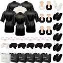 36 Pcs Bride Bridesmaid Robes Set of 6 Bridal Party Silk Satin Robes for Wedding Bachelorette Party Gifts(White,Black)