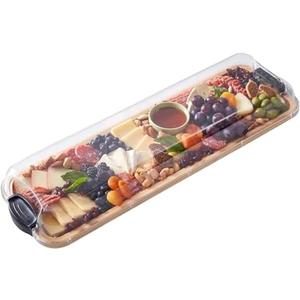 FARBERWARE Rectangular Build-a-Board Cutting Board with Single Compartment and Clear Locking Lid for Charcuterie, Snacks, and More, Bamboo