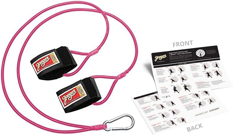Jaeger J-Bands Resistance Bands for Pitchers. Baseball & Softball Pitching Trainer and Arm Trainer. Pitching Bands for Throwing. Training Equipment with Laminated Instruction Sheet (Regular - (Ages 13 & Above), Pink)