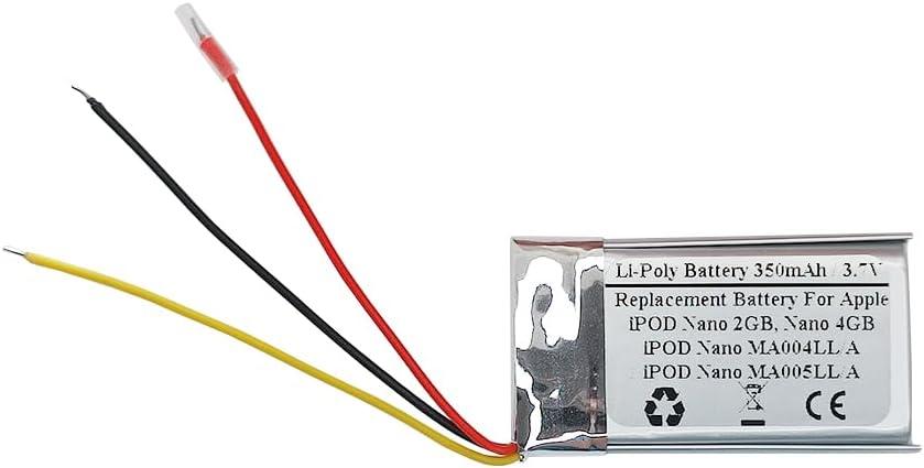 350mAh 3.7V Replacement Battery for Apple iPod Nano 2GB, 4GB, MA004LL/A, MA005LL/A