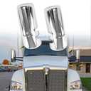 Pair Door Mirror Covers Fit Kenworth T680 T880 W990 Mirror Cover Replacement Driver Left and Passenger Right Side (Chrome)