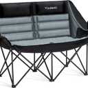 Oversized Camping Chair, Double Folding Loveseat Camping Couch with Pocket, Cup Holder and Carry Bag, Heavy Duty Portable Camping Chairs for Adults, Fishing, Sports, Trip, up to 660lbs, Black