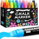 Window Chalk Markers for Glass Washable, 20 Colors Jumbo Liquid Chalk Marker with 15mm 3 in 1 Nib Thick Wide Tips, Big Chalkboard Markers, Car Paint Pen for Auto, Bistro, Mirror, Poster, Blackboards