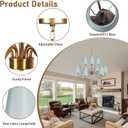 9-Light Gold Chandelier with Blue Fabric Shades, 30" Modern Farmhouse Chandelier Light Fixture for Dining Room, Classic Hanging Ceiling Light for Kitchen Island Bedroom Living Room Entryway