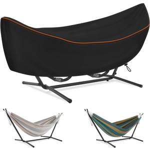 Patio Hammock Cover, Waterproof Hammock Beds Cover Protective Chair Dustproof Cover for Outdoor Garden Hammocks Stand 150" L X 59" W X 31" H, Black