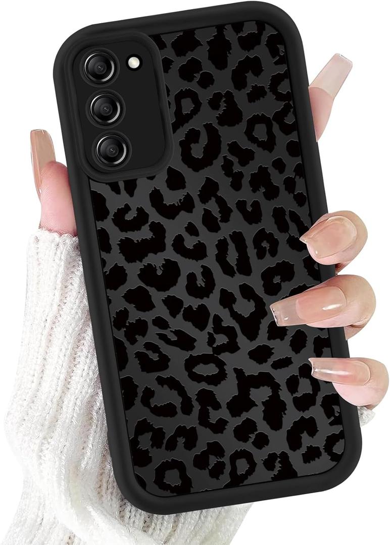 Cute Cheetah Print Phone Case for Samsung Galaxy S23 5G Case 6.1", Aesthetic Luxury Black Leopard Pattern Design Cover Shockproof Soft TPU Full Camera Lens Protective Funda for Women Girls