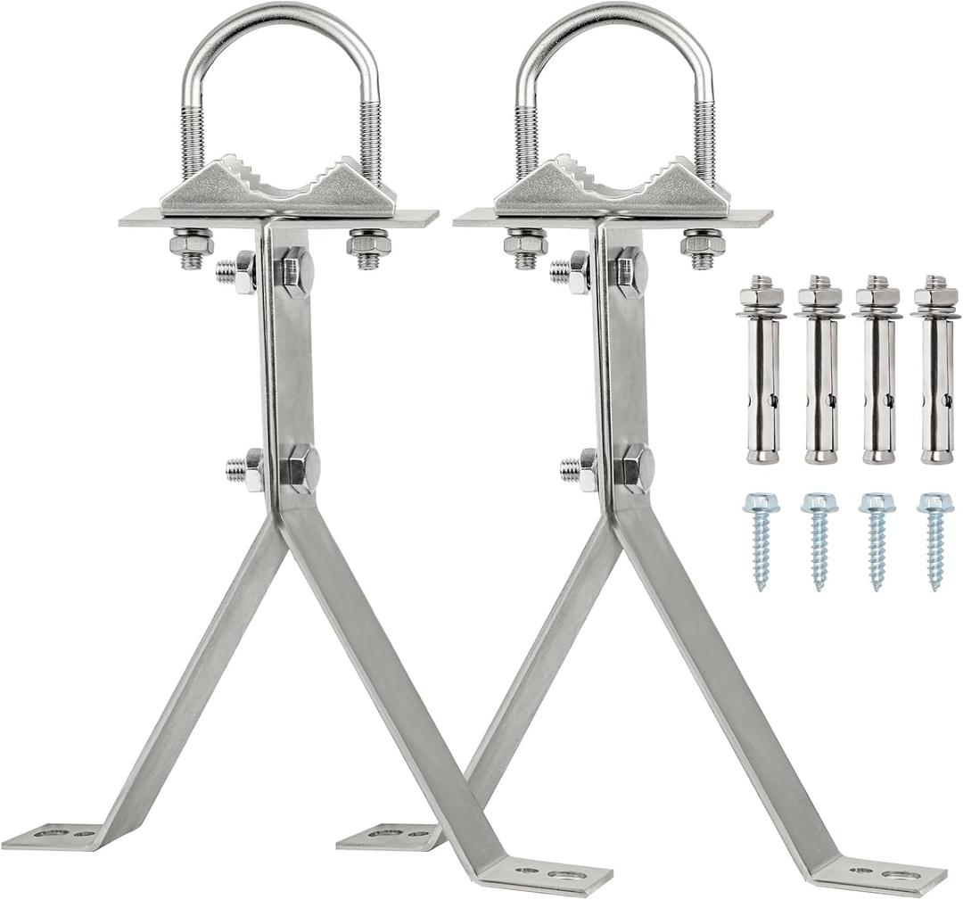 XRDS-RF Antenna Wall Mount 8 Inch Heavy-Duty Stand Off Wall Mast Mount Windproof Antenna Mounting Bracket for TV Antenna Mast ( 2-Leg + 2-Leg)