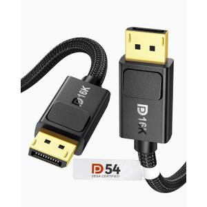 Silkland 54Gbps DisplayPort Cable 2.1 [VESA Certified], [8K@165Hz, 4K@480Hz 360Hz 240Hz] DP 2.1 Cable 16K, DP54 HDR DSC 1440P Display Port Cord Compatible G-Sync Gaming Monitor 5090 7900XTX, 6.6FT