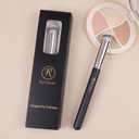 2 x Travel Size Concealer Brush Flat Top, Mini Makeup Brush for Under Eye Spot Blemish, Soft Vegan Synthetic Bristles, No Shedding, Liquid Cream Powder Blending, Compact Brush 5.95" (270L)