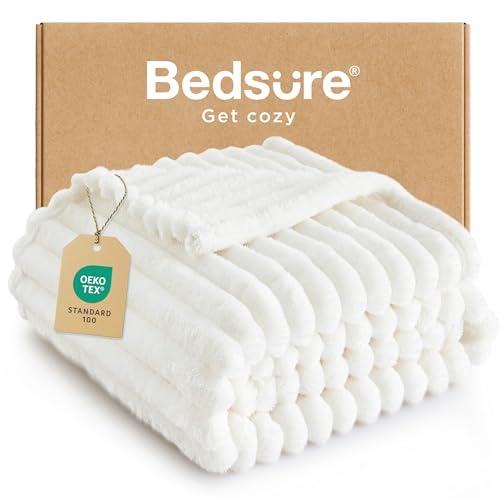 Bedsure White Throw Blanket for Couch - GentleSoft Cozy Soft Blankets for Women, Cute Small Fleece Throws for Girls, House Bedroom Decor Aesthetic Gift for Women, Off White, 55x70 Inches