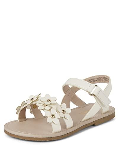 The Children's Place,and Toddler Girls Sandals,White Flower, Size 2