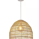 Nature Home 100-Watt 1-Light Wood Pendant Design Bamboo Cage Shape Mini Pendant Light 