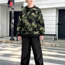 NECIOUS Boy Clothes Fall Winter Clothing Fashion Boys Outfits Camouflage Sweatshirt and Sweatpant with Pocket 2 Piece Teens Boys Sweatsuit 10-12 Green Black (Green)