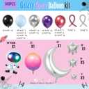 Galaxy Space Balloon Garland Kit 140pcs purple blue black Outer Space Astronaut Moon & Star Diy 4D planet Balloons for girl two the moon birthday decorations Kids Party Supplies