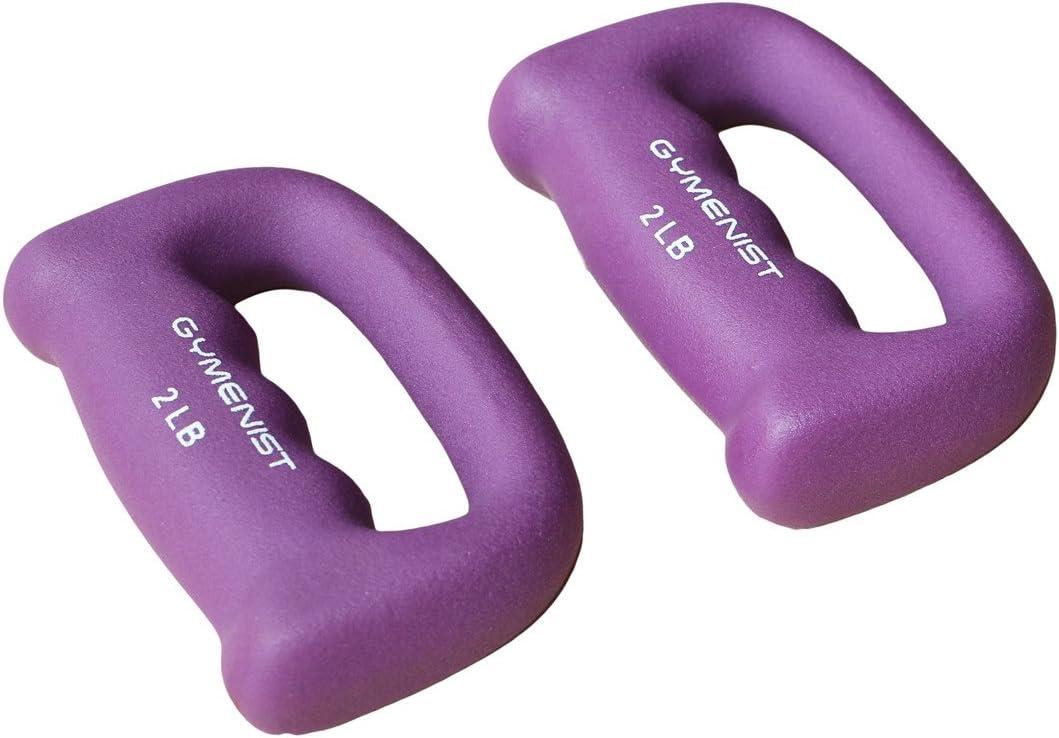 GYMENIST Set of 2 Hand Shaped Neoprene Exercise Workout Jogging Walking Cardio Dumbbells Pair (2-LB Purple)