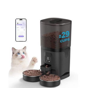 PAPIFEED 7L Automatic Cat Feeder for 2 Cats  2.4G WiFi Timed Auto Feeder with APP Control, Cat Food Dispenser with Alexa for Multiple Cats, Detachable for Easy Clean, 110 Meals Per Day  Black