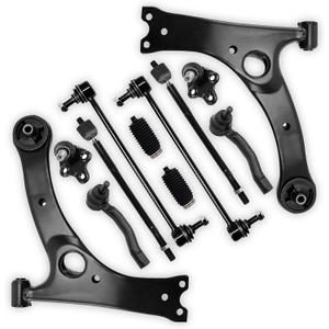 Front End 12pc Suspension Kit Fit for Toyota 2003-2008 Corolla, 2 Front Lower Control Arms K640361 K640360 w/Ball Joint, Sway Bar Links, Sway Bar Tie Rods