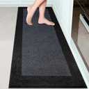 Machine Washable Kitchen Rug 24" x 70", Non Slip Kitchen Mat for Floor, Absorbent Entrance Runner Rug for Bedroom, Hallway, Bathroom, Door (Roll Packing) (Charcoal)
