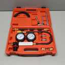 Handor Compression Leakdown Detector Leakage Test Set Cylinder Leak Down Tester Kit Dual Gauge Leakdown Detector Tool Set for Pressure Check & Leakage Rate Test Gasoline Engine (Red)