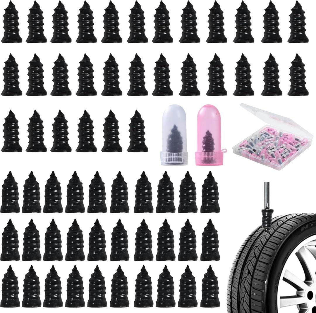 5 x 60 Pcs Tire Repair Screws, Tire Patch Kit, Screw in Tire Plugs,Quick Tool Tire Plugs, Self-Service Tire Repair Rubber Nail Kit for Patching Punctures in Vacuum Tires of Cars, Motorcycles (60)