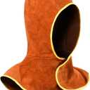 Welding Hood Leather - Cowhide Split Leather Welding Caps Protector with Neck Shoulder Drape - Full Head Cover Protection for Men & Women, Brown