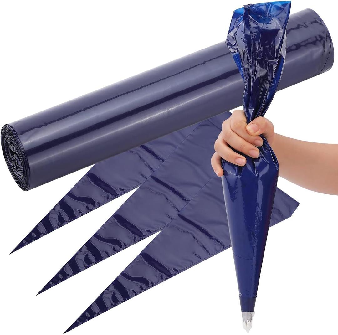 Treat Story Large Disposable Piping Bags - 21-inch, Easy-to-Use Thick Icing Bags for Cake and Dessert Decorations, Non-Bursting Material, Non-Slip Grip - Pack of 22 Navy Blue