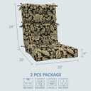 LVTXIII Outdoor High Back Chair Cushions 2 Pack, 44"x20"x4" Outdoor Patio Cushion Set with Ties, All Weather Thick Tufted Seat Cushions for Deep Seat & Rocking Chairs, Jacobean Black