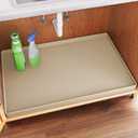 FLATO Waterproof Under Sink Mat 31" x 22" Shelf Liner for Kitchen and Bathroom, Cabinet Protector, Organizers and Storage, Flexible Silicone Drip Tray (Beige)