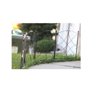 AshmanOnline Galvanized Garden Fence 24in x 10ft - Outdoor Metal Landscape Fencing Steel Wire Gate Border Edge Folding Patio Flower Bed Animal Barrier Section Edging Black (Set of 5)