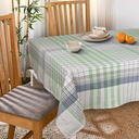 Lintex Fabric Tablecloth, 52 x 70 Inch Rectangle, Woven Geometric Stripe Modern Farmhouse Easy Care Table Cover 