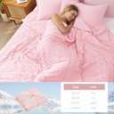 Cozy Bliss Seersucker Cooling Comforter Queen Size, Q-Max 0.45 Reversible Lightweight Cooling Blanket, Breathable Silk Smooth Summer Bedding Quilt for Hot Sleepers Night Sweats Pink