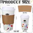 Zhehao 90 Pcs/ 30 Sets 16oz Graduation Coffee Cups with Lids and Sleeves Wildflower Congrats Grad Disposable Paper Coffee Cups Class of 2026 Drinking Cup for Graduation Party Supplies