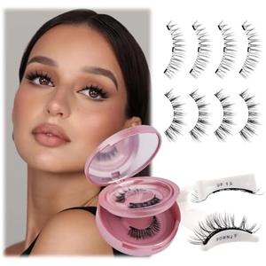 FADLASH Magnetic Eyelashes Natural Look 2 Pairs Fluffy False Eyelashes Reusable Magnetic Lashes Kit with Applicator No Glue Needed Easy to Wear and Remove (806+B7)