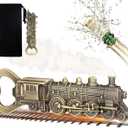 Steam Train Bottle Opener, Unique Beer Opener for Men, Dad, Boyfriend, Birthday Gifts, Bronze Locomotive with Black Velvet Bag, Perfect for Train Enthusiasts
